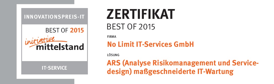 Zertifikat Best of 2015 Innovationspreis